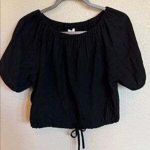 OAK + FORT Black Drawstring Blouse